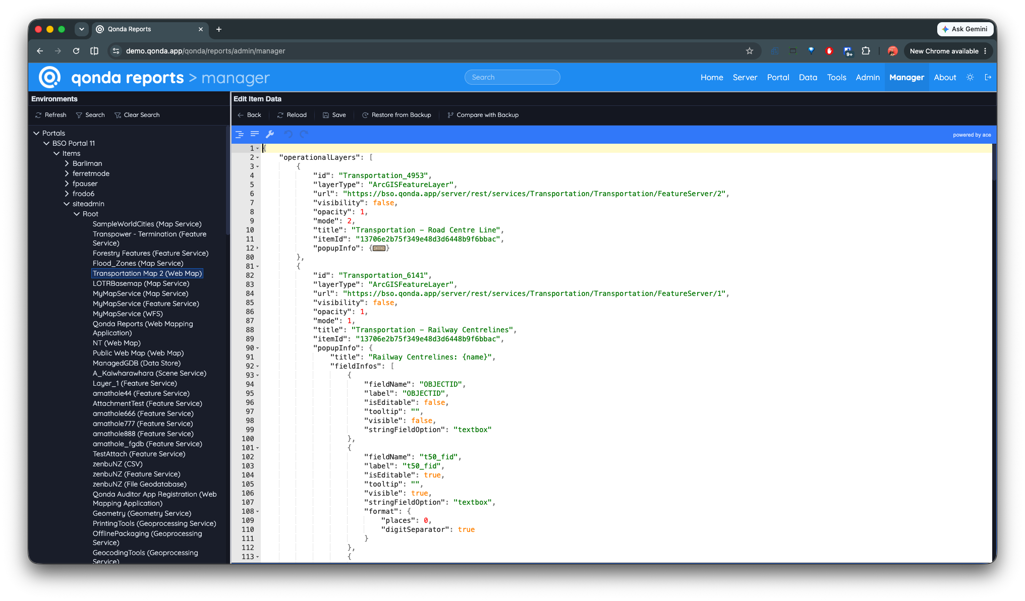 Portal item JSON manager